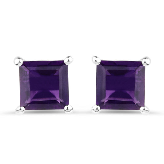 Sterling Silver 2.25 ctw Amethyst Stud Earrings