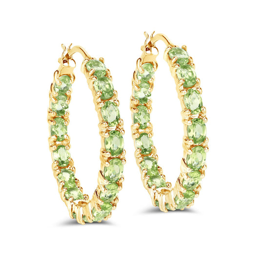 Peridot Sterling Silver Hoop Earrings