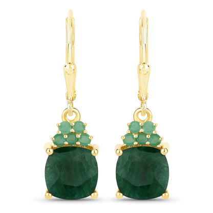 Sterling Silver Dyed Emerald Dangle Earrings