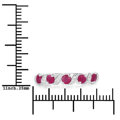 Sterling Silver Ruby and White Topaz Ring