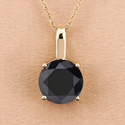 14K Yellow Gold Black Diamond Solitaire Pendant