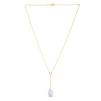 14K Yellow Gold Pearl Lariat Necklace