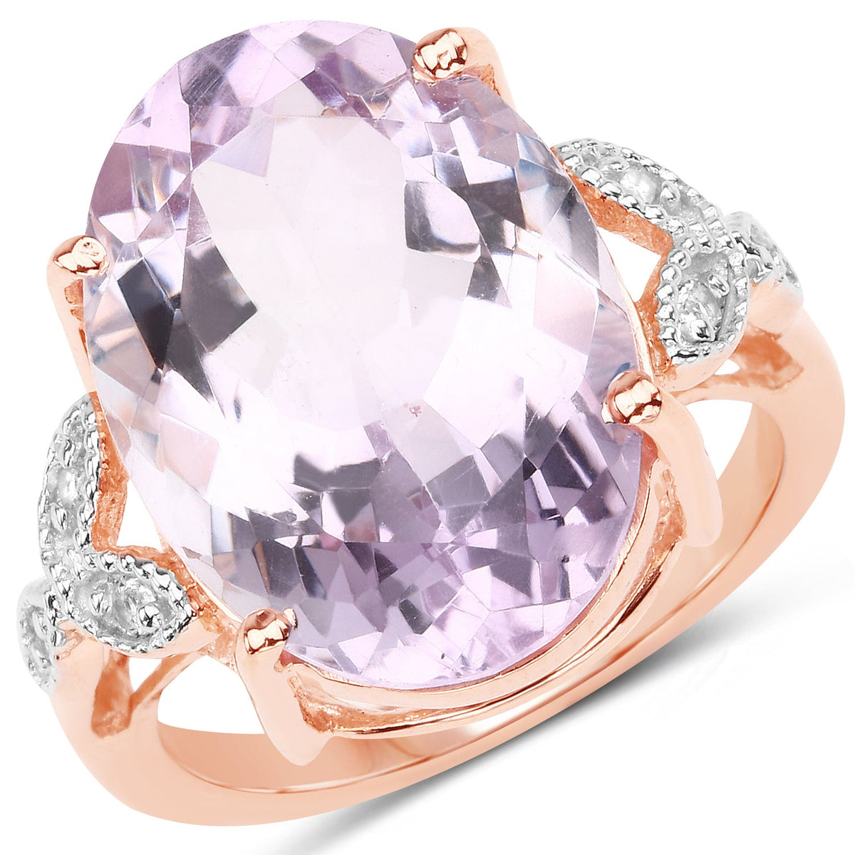 Pink Amethyst and White Topaz Sterling Silver Ring