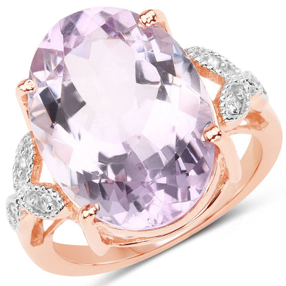 Pink Amethyst and White Topaz Sterling Silver Ring