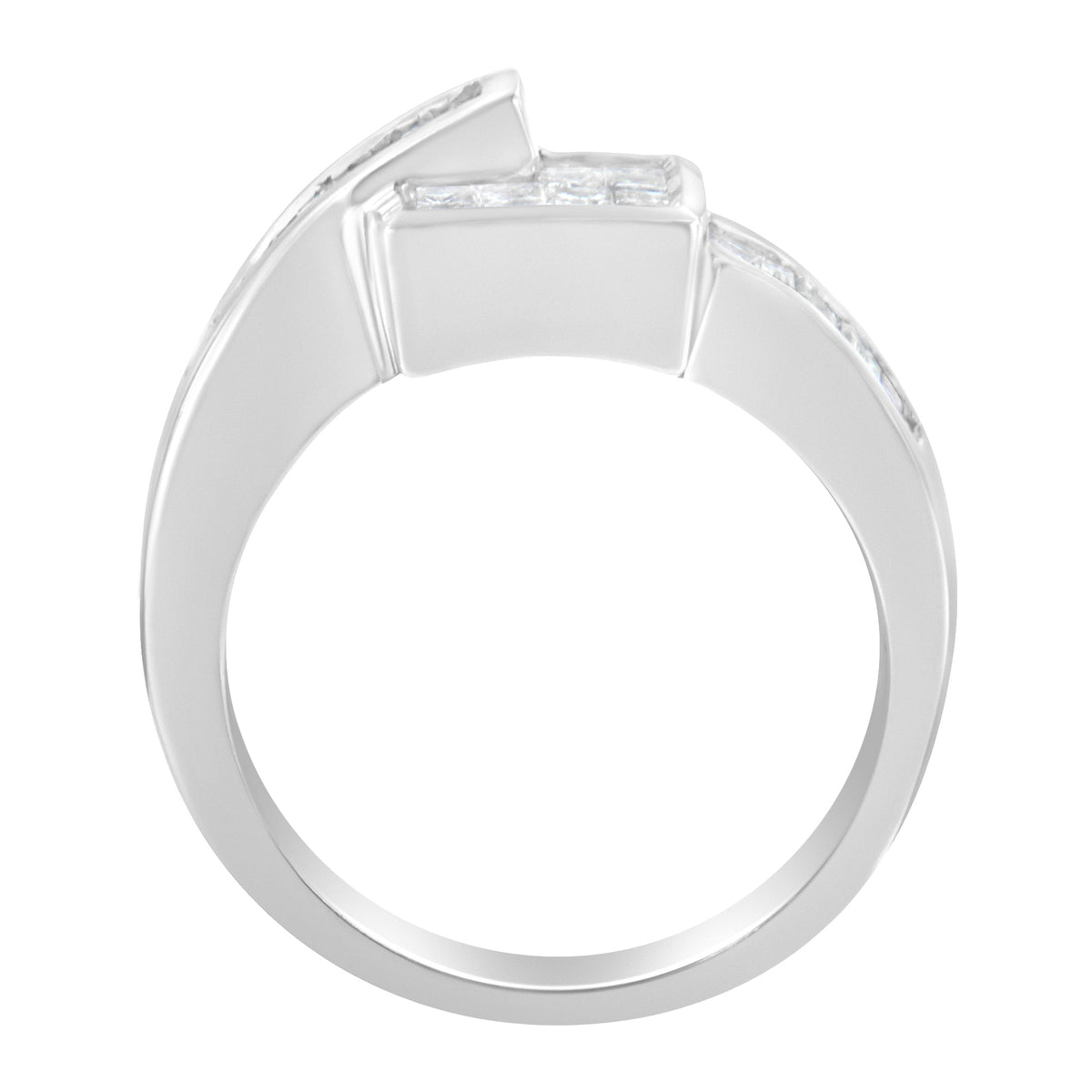 Undeniablyluxe Fine Jewelry 14k White Gold Princess And Baguette Diamond Ring