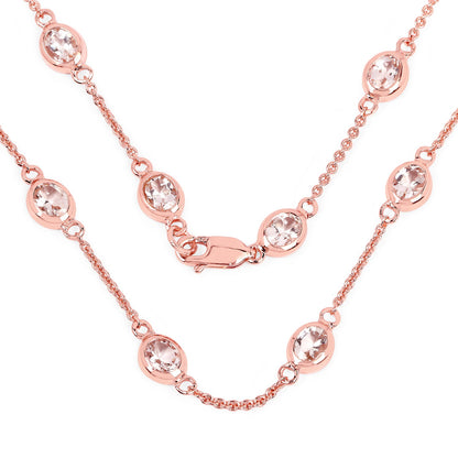 14K Rose Gold Plated Sterling Silver Morganite Cocktail Necklace