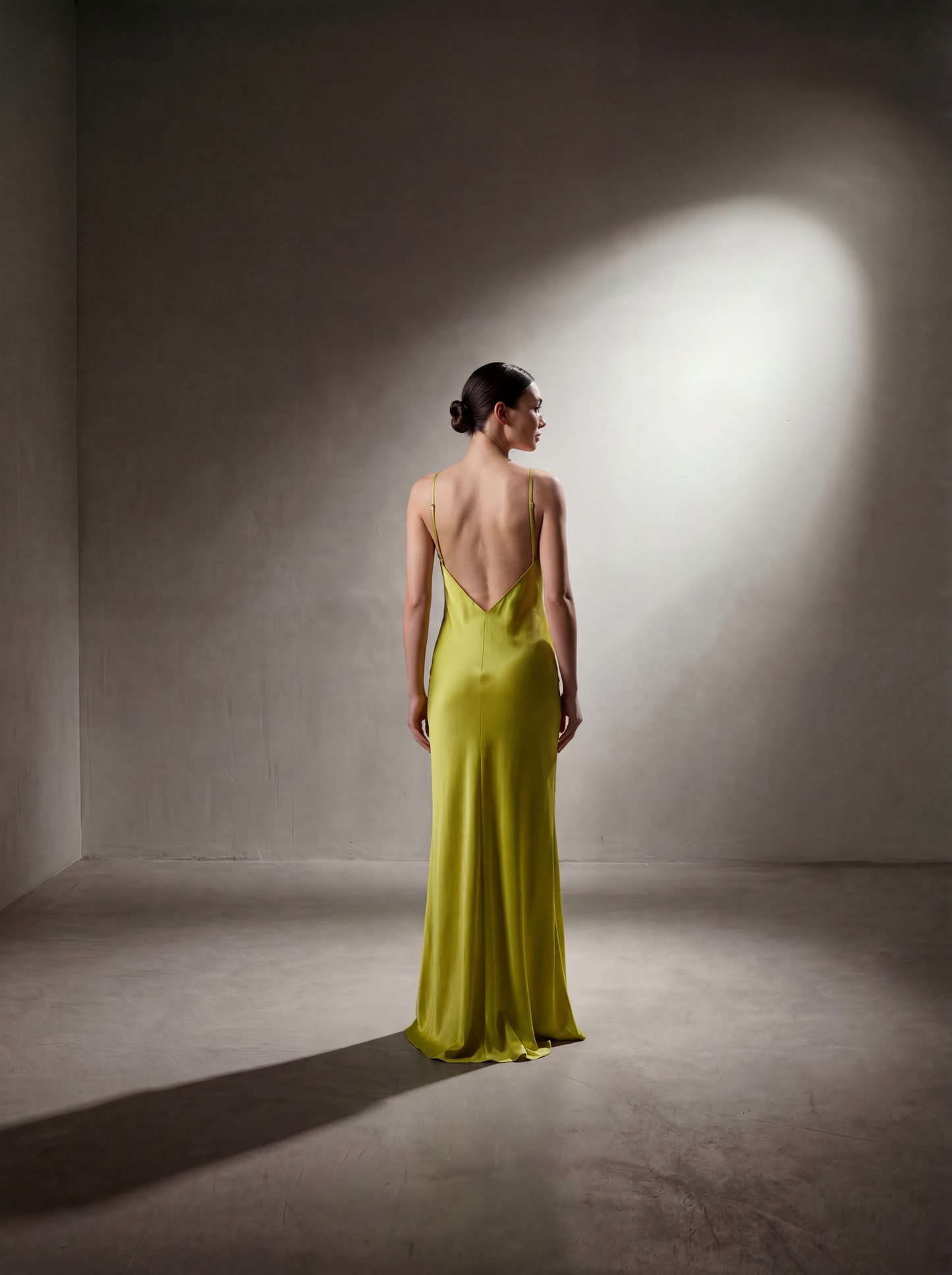 Silk Satin Halter Gown – Floor Length, Open Back
