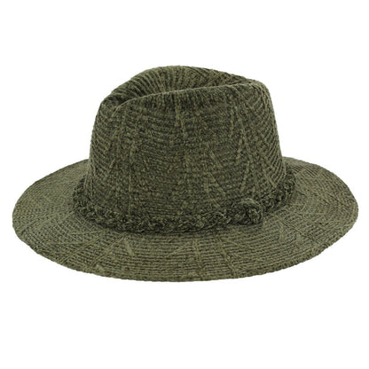 Chenille Pattern Fedora Hat with Braided Band