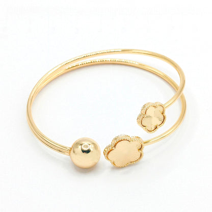 Clover Inspired Cuff Bracelet 18k Gold Plated