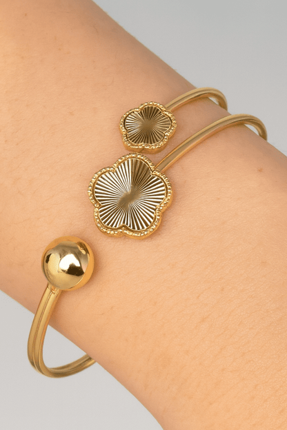 Clover Inspired Cuff Bracelet 18k Gold Plated