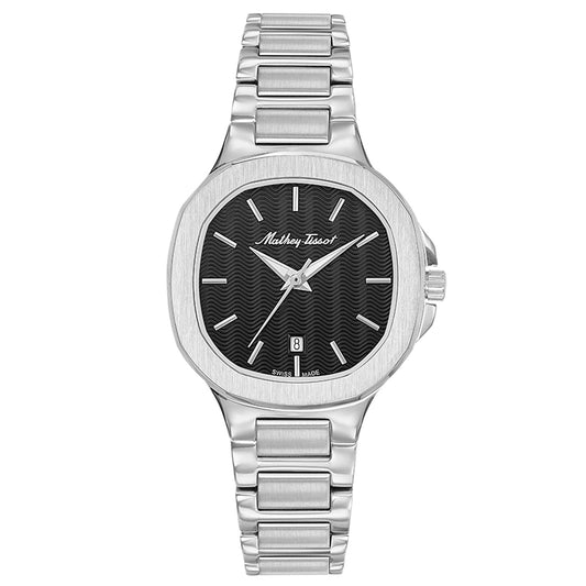 Stainless Steel Black Dial Bracelet Watch