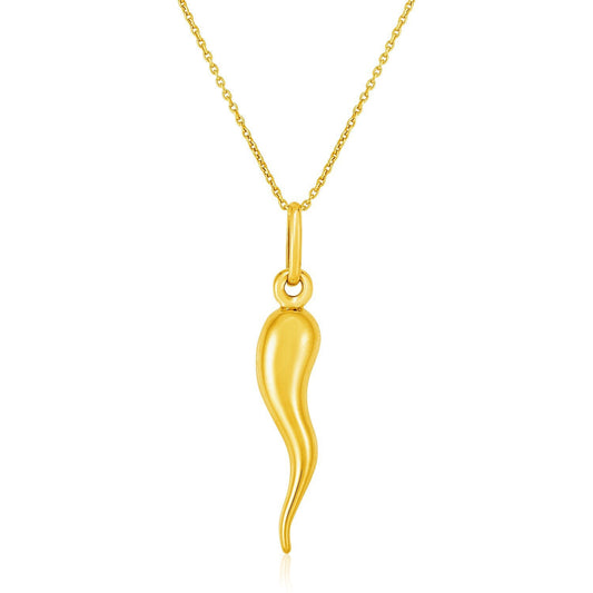 14K Yellow Gold Polished Abstract Swirl Pendant Necklace