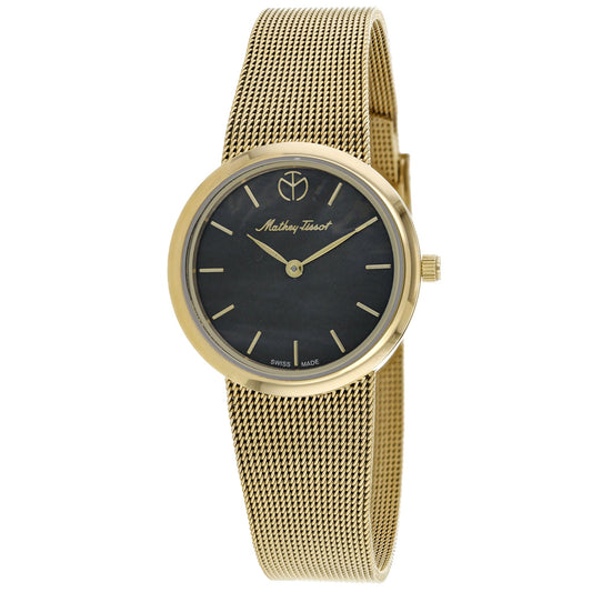 Gold-Tone Stainless Steel Black Dial Watch, 30mm