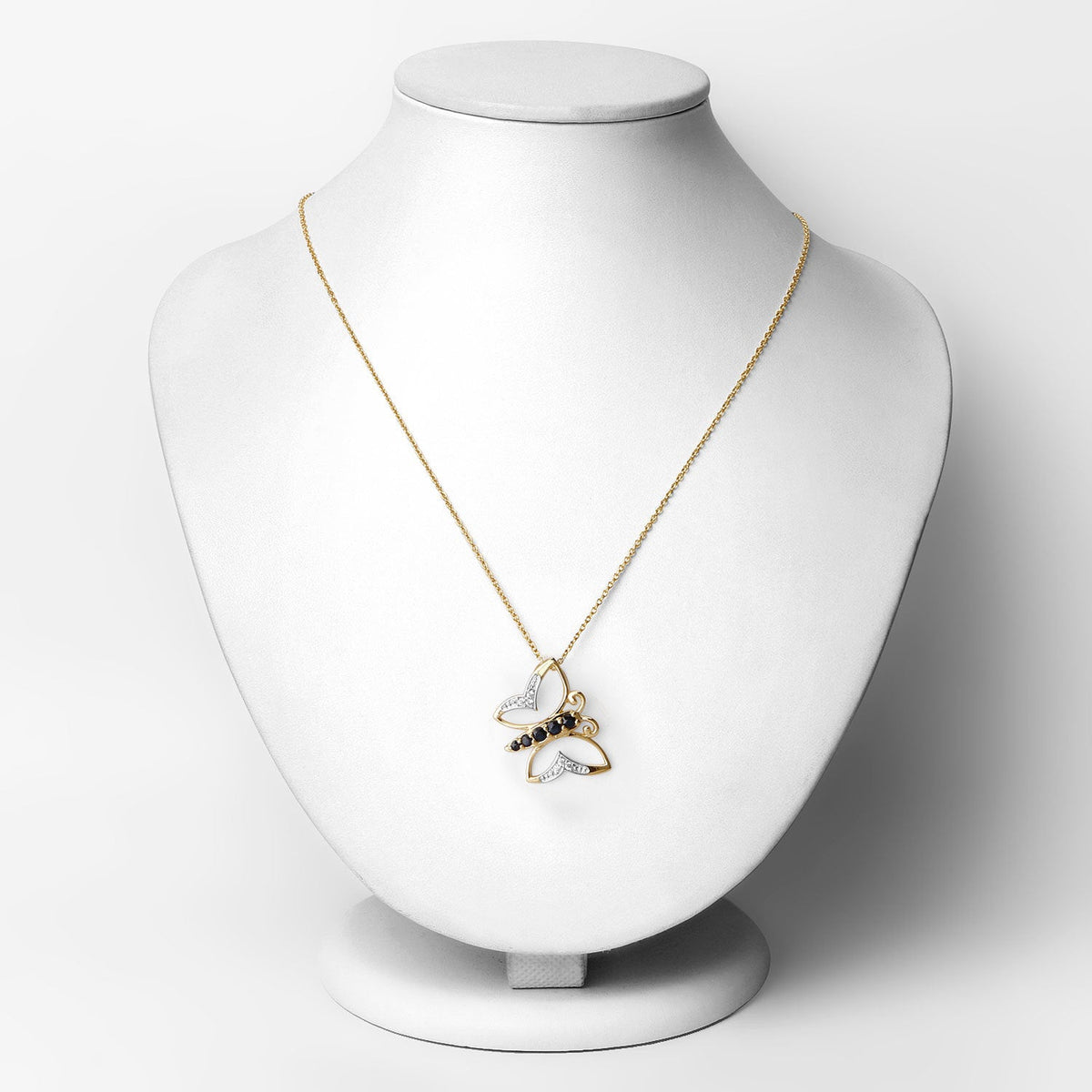 Sterling Silver Blue Sapphire White Zircon Butterfly Necklace