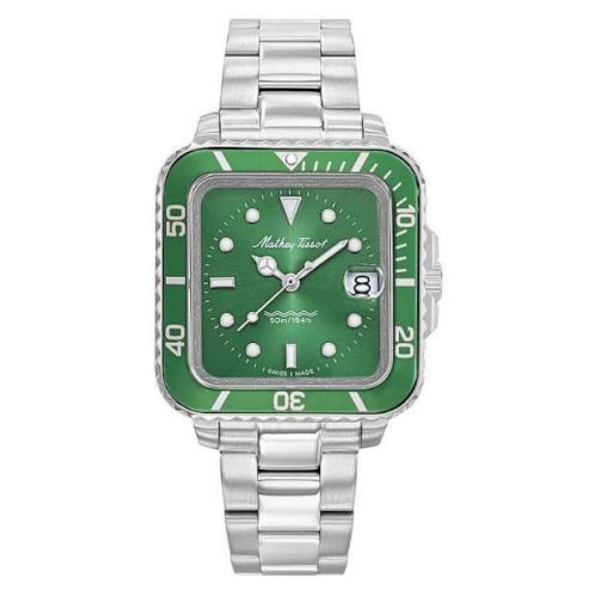 Mathey Tissot Vintage Green Stainless Steel Bracelet Watch