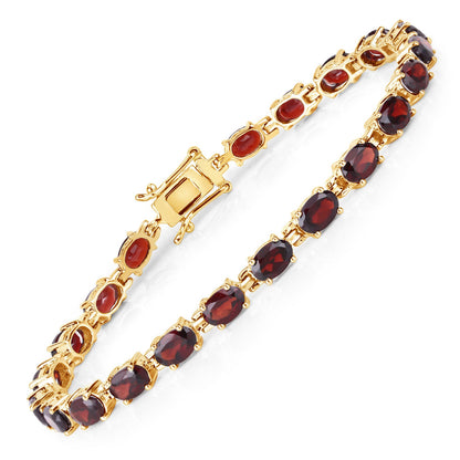 14K Yellow Gold Plated Sterling Silver Garnet Tennis Bracelet