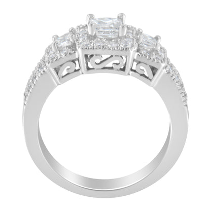 14K White Gold Diamond Three Stone Ring
