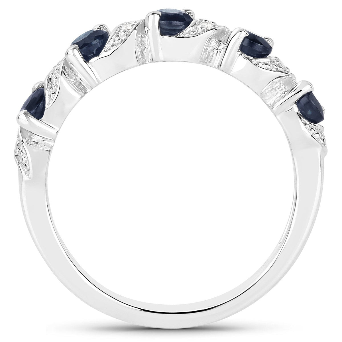 Sterling Silver Blue Sapphire and White Topaz Ring