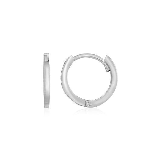 White Gold Polished Petite Round Hoop Earrings