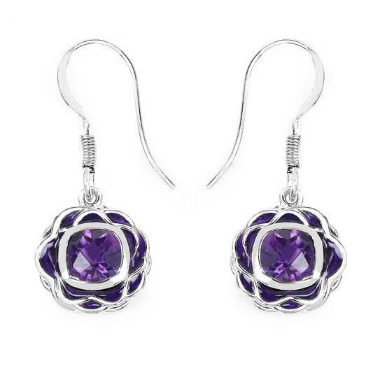 Sterling Silver Amethyst Dangle Earrings