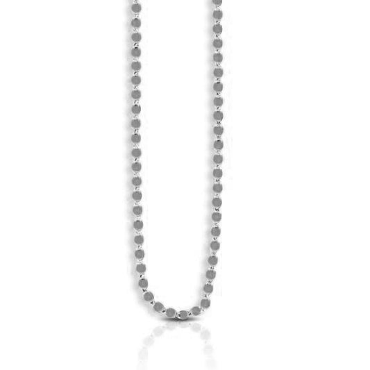 14K White Gold Oval Mirror Chain Necklace