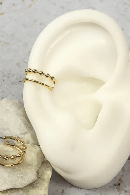 Double Row 18k Gold Plated No Piercing Ear Cuff