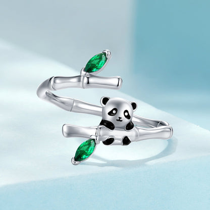 Sterling Silver White Gold Plated Enamel Pave CZ Ring