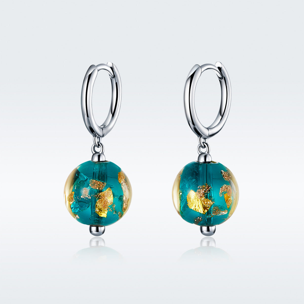 Sterling Silver Glass Bead Drop Earrings