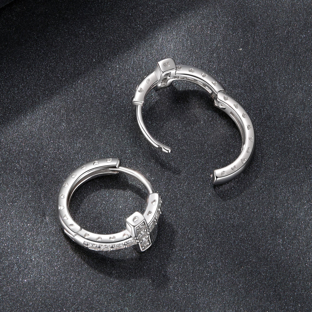 Sterling Silver Moissanite Hoop Earrings