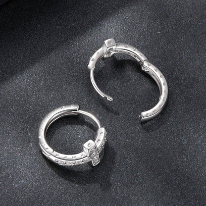 Sterling Silver Moissanite Hoop Earrings