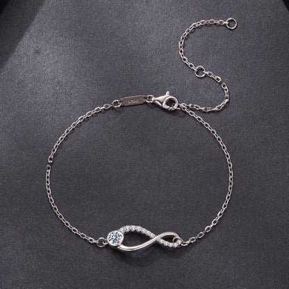 Sterling Silver Moissanite and CZ Pavé Bracelet