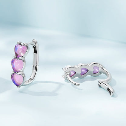 Sterling Silver Transparent Glass Hoop Earrings
