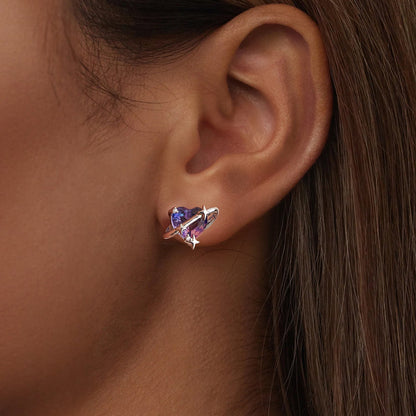 Sterling Silver Cubic Zirconia and Glass White Gold Plated Earrings