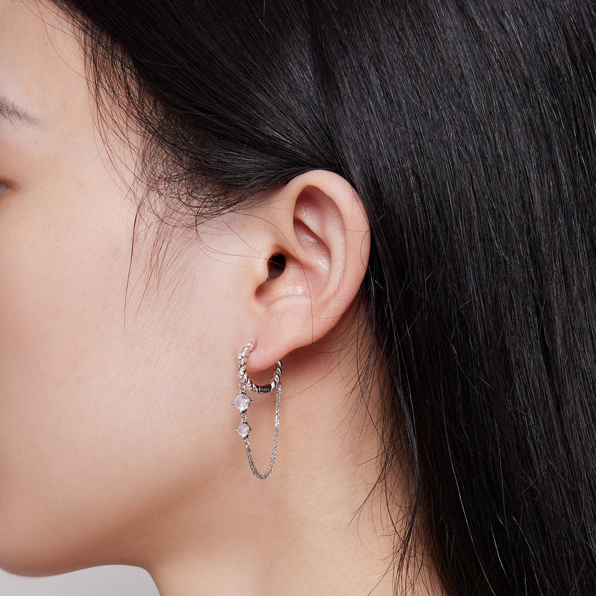 Sterling Silver Cubic Zirconia Pavé Hoop Earrings