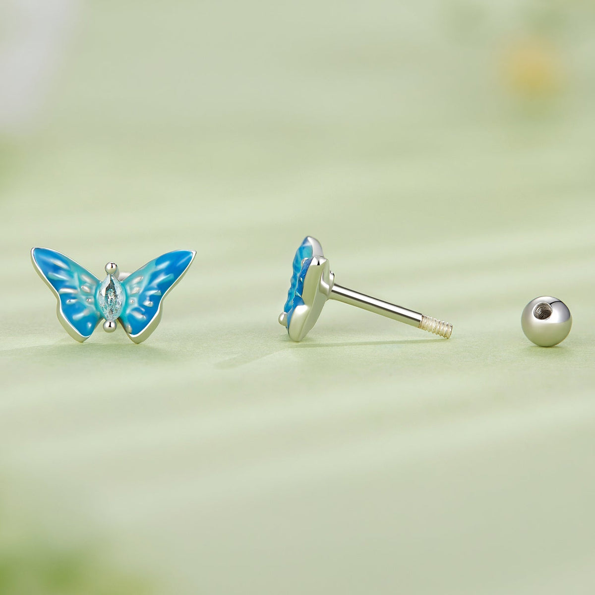 Sterling Silver Enamel and Cubic Zirconia Earrings