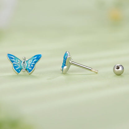 Sterling Silver Enamel and Cubic Zirconia Earrings