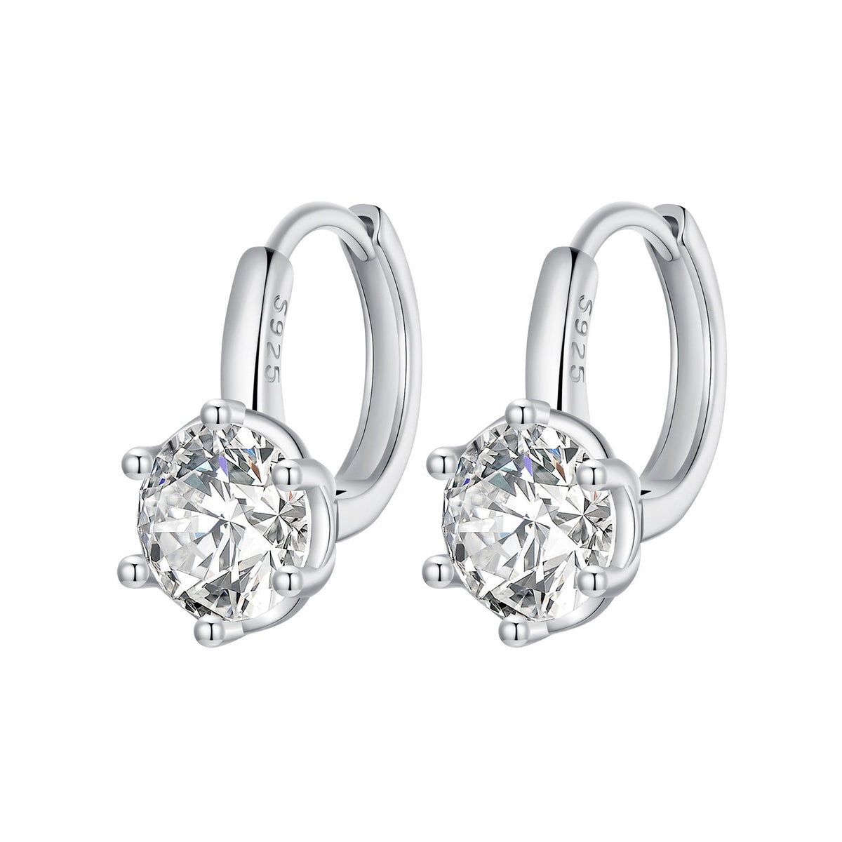 Platinum Plated Sterling Silver Cubic Zirconia Pavé Hoop Earrings