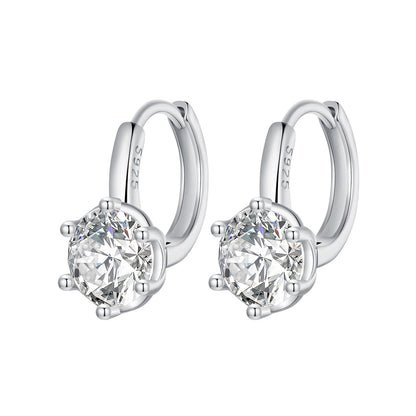 Platinum Plated Sterling Silver Cubic Zirconia Pavé Hoop Earrings