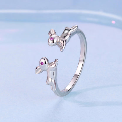 Sterling Silver Pavé CZ Rabbit Ring