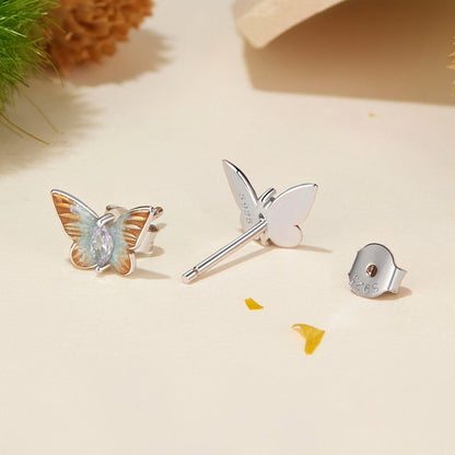Sterling Silver Enamel and Pavé CZ Earrings