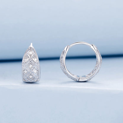 Sterling Silver White Gold Plated Pave CZ Earrings