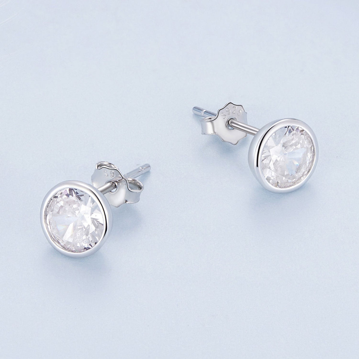 Sterling Silver Pavé Cubic Zirconia Stud Earrings