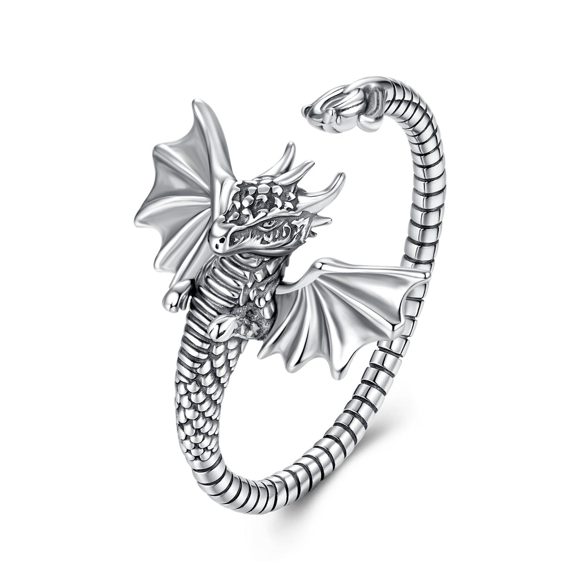 Sterling Silver Oxidized Dragon Ring