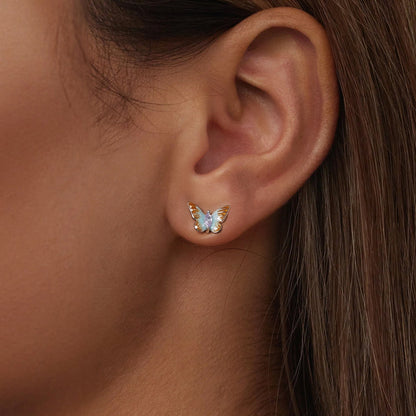 Sterling Silver Enamel and Pavé CZ Earrings
