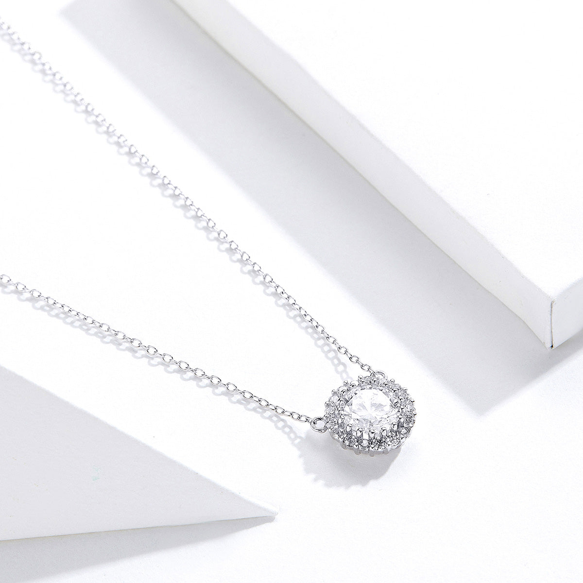 Platinum Plated Sterling Silver Cubic Zirconia Pavé Necklace