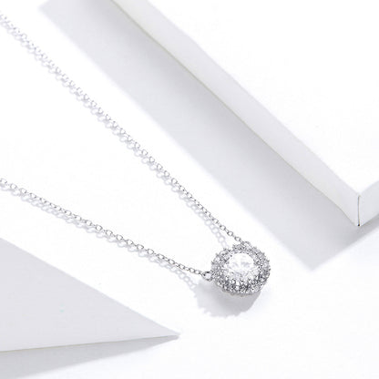 Platinum Plated Sterling Silver Cubic Zirconia Pavé Necklace