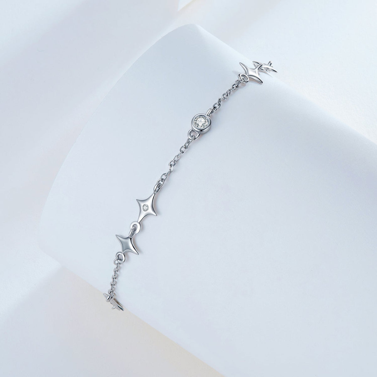 Sterling Silver White Gold Plated Pavé CZ Bracelet