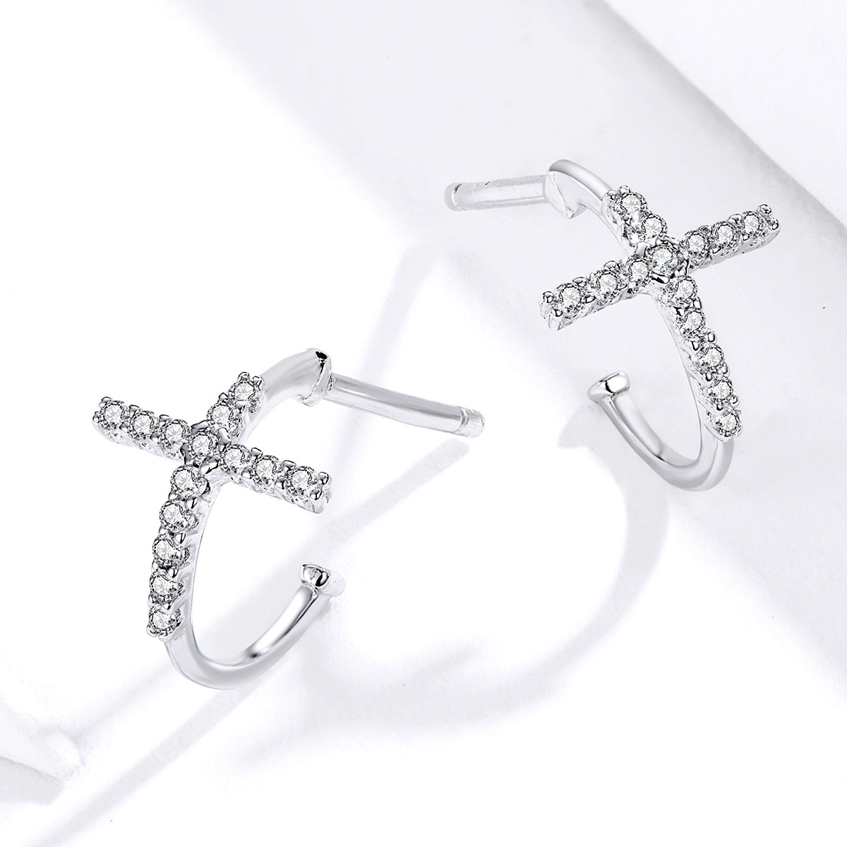 Sterling Silver Pavé Cubic Zirconia Earrings