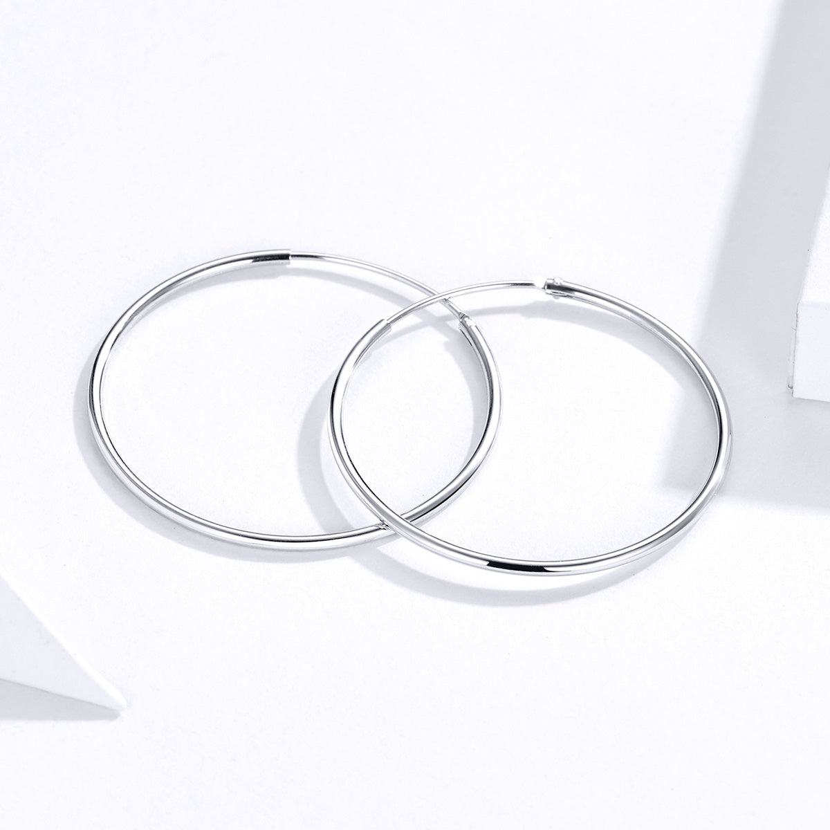 Sterling Silver Platinum Plated Hoop Earrings
