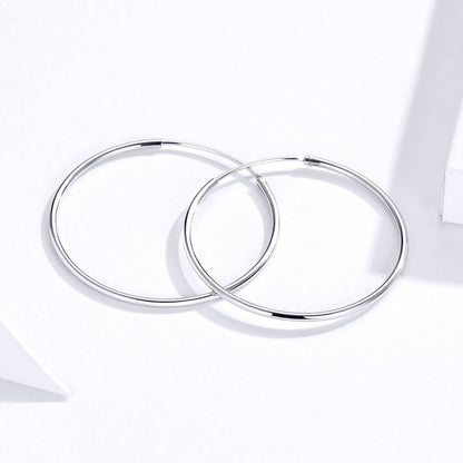 Sterling Silver Platinum Plated Hoop Earrings